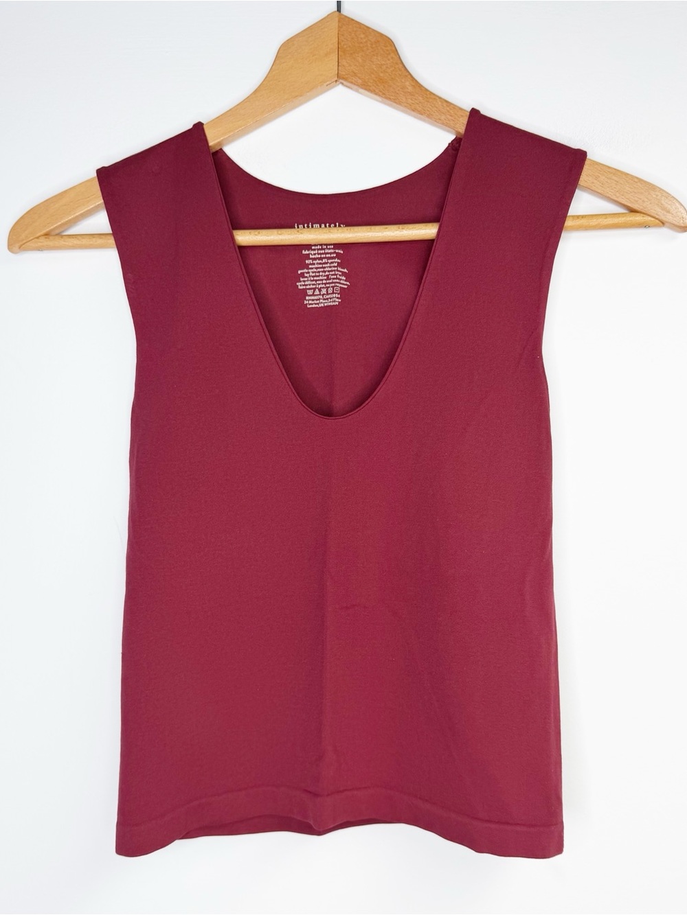 Free People Intimately Maroon V Neck Tank Top Size XS/S